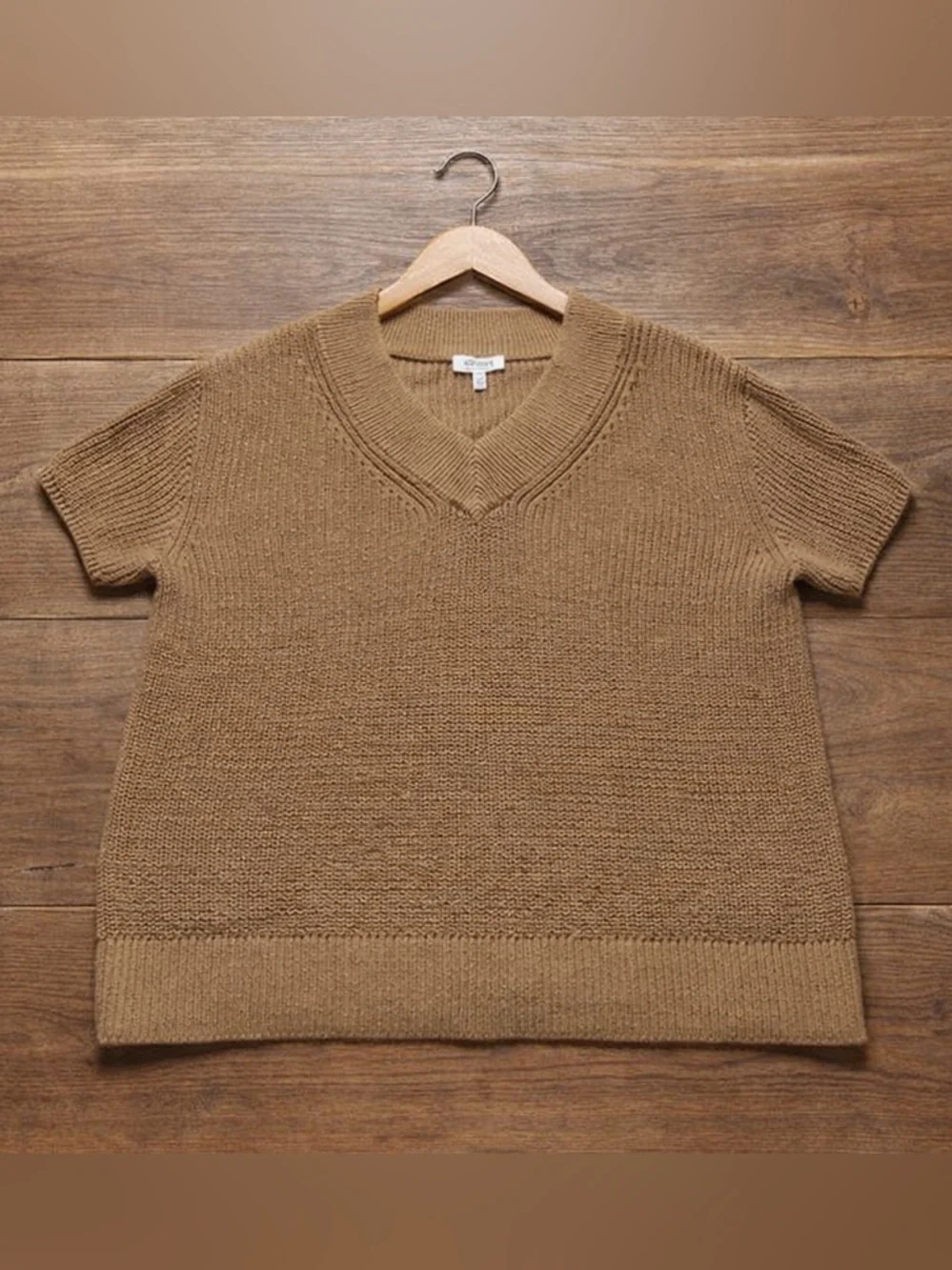 Haven Well Within Organic Cotton V-Neck Sweater in Camel Size Medium - Picture 3 of 6